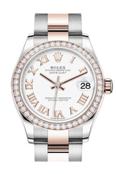 Rolex Datejust 31 White Dial Diamond Bezel Rose Gold Two Tone Watch 278381Rbr 278381